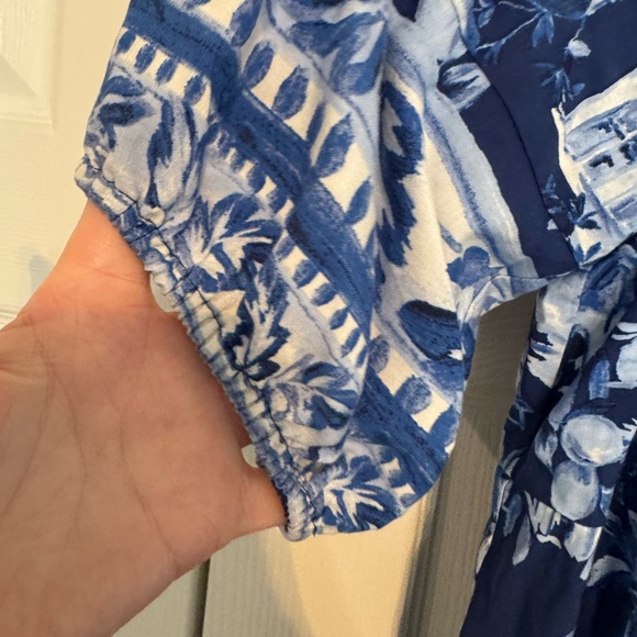 LOFT Navy and White Patterned Midi Dress - Picture 5 of 10